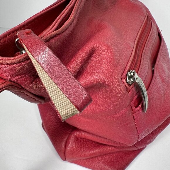 Stone and Co Pebbled Red Leather Crossbody Bag Soft Boho Festival 70s 90s y2k - Picture 9 of 16